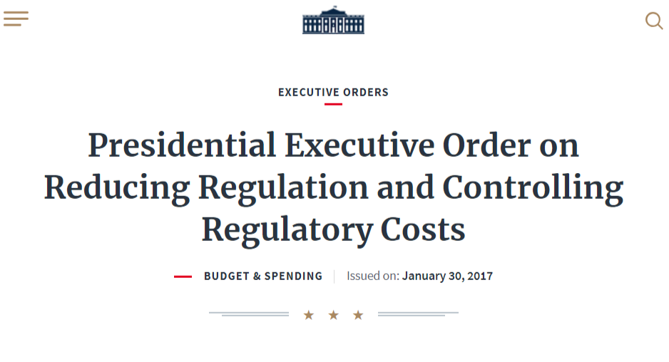Presidential Executive Order on Reducing Regulation and Controlling Regulatory Costs

Budget and Spending

January 30, 2017