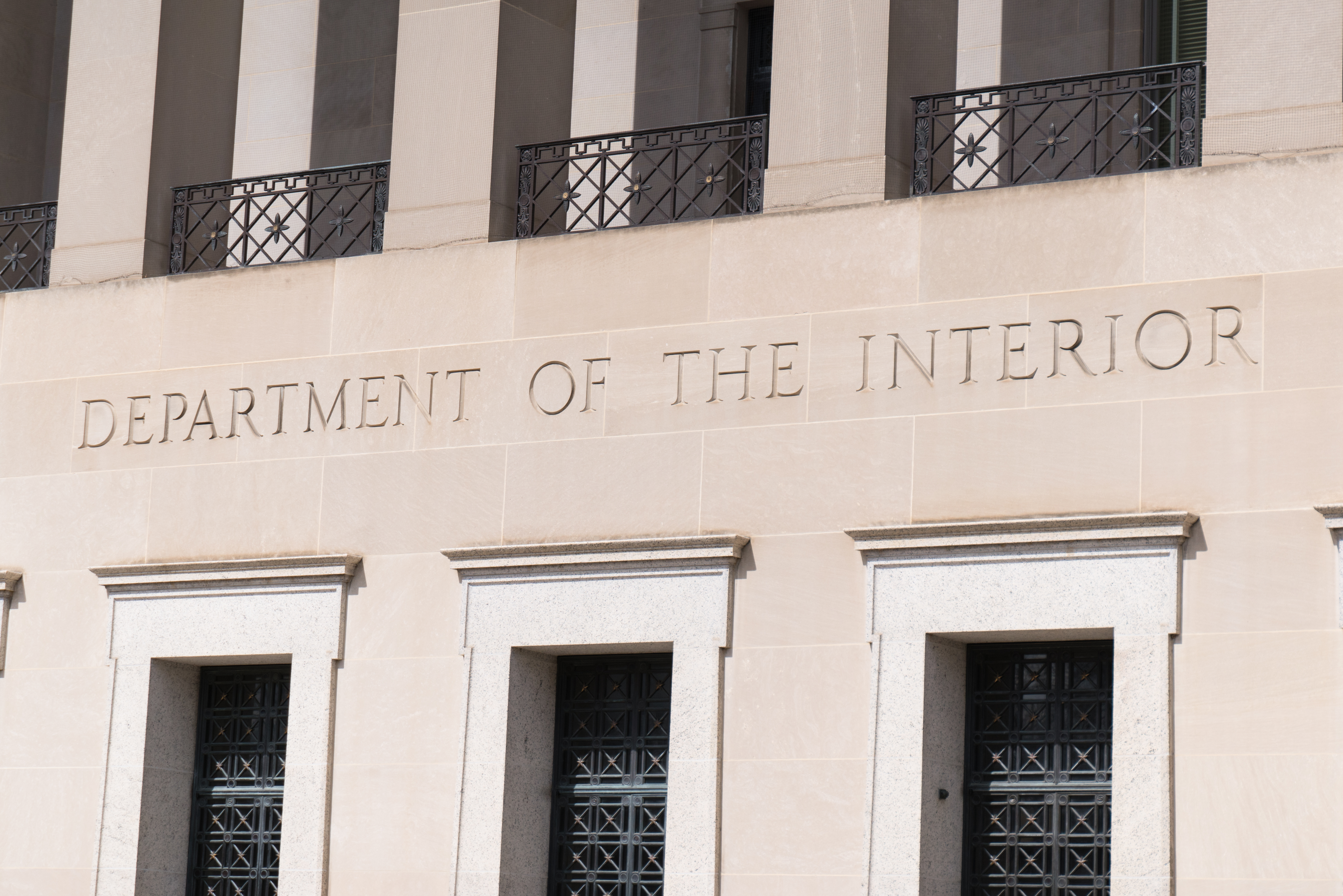 Facade of Department of the Interior Building in Washington DC