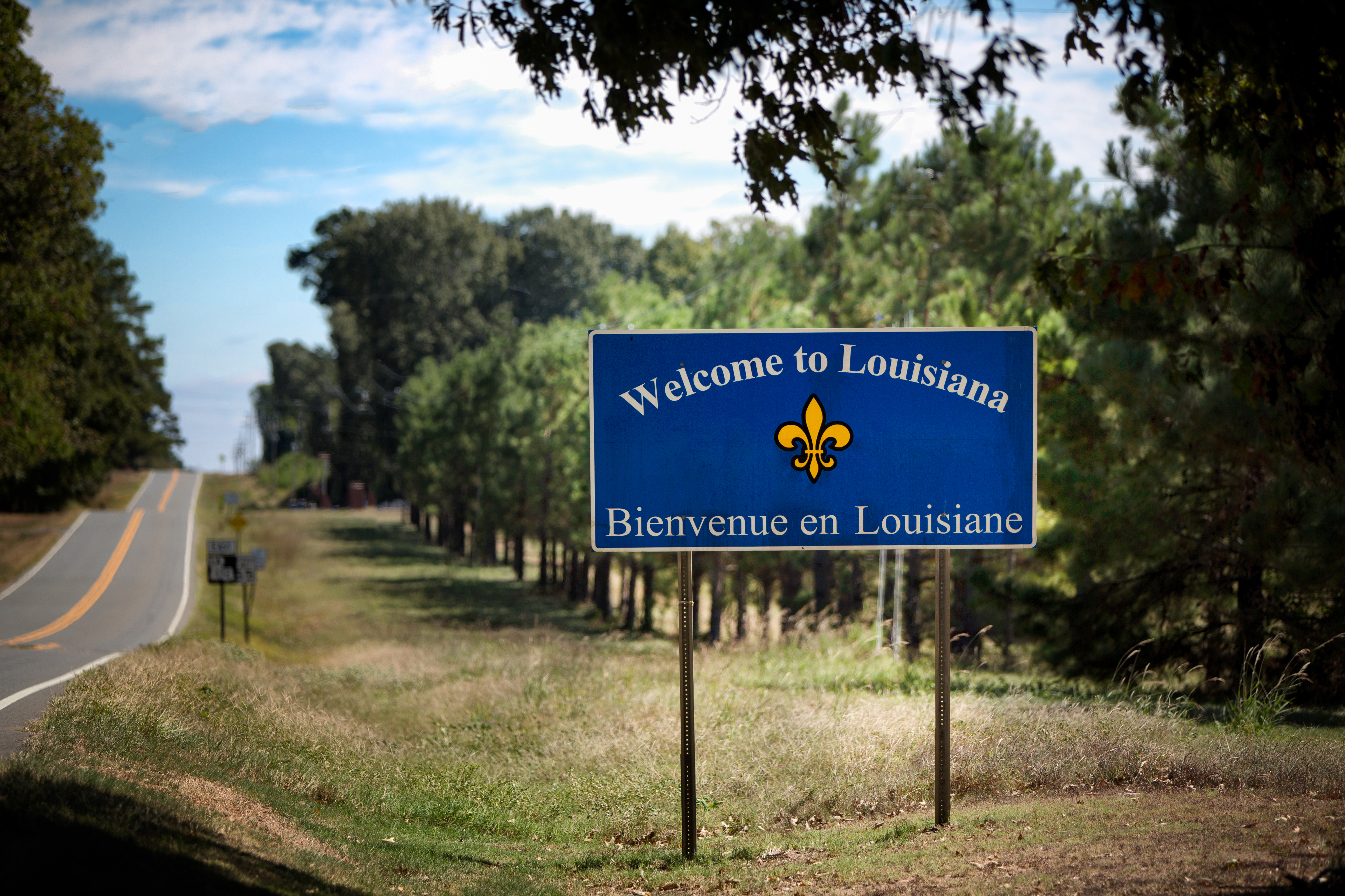 Welcome to Louisiana sign Bienvenue en Louisiane